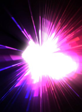 Fütürist mercek patlaması. Parlayan parçacıkları ve çizgileri olan ışık patlaması yıldızı. Güzel soyut ışın arkaplanı.