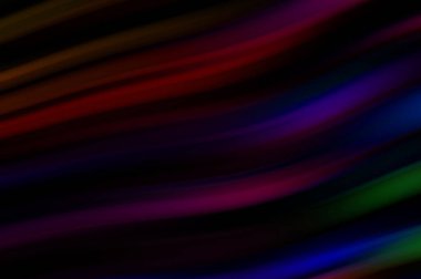 Siyah arka planda renkli düz çizgiler. Sıvı ve sıvı renkli dalgalar karanlıkta akıyor. Duvar kağıdı, afiş, arkaplan, kart, kitap, kapak, poster, afiş, broşür