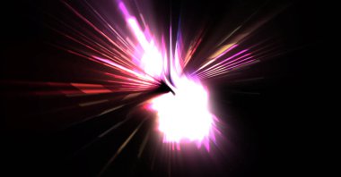 Fütürist mercek patlaması. Parlayan parçacıkları ve çizgileri olan ışık patlaması yıldızı. Güzel soyut ışın arkaplanı.