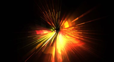 Fütürist mercek patlaması. Parlayan parçacıkları ve çizgileri olan ışık patlaması yıldızı. Güzel soyut ışın arkaplanı.