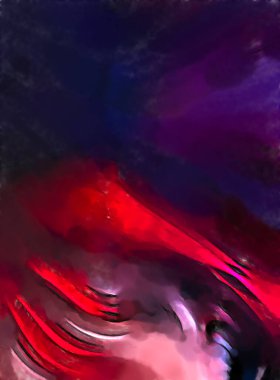 Soyut arkaplanda pürüzlü fırça darbeleri. Fırça boyası. Renkli boya darbeleri. Eşsiz duvar sanatı. Tuvaldeki modern sanat. Renkli çağdaş sanat eserleri. 