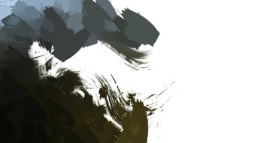 Taranmış Boyalı Soyut Arkaplan. Vahşi kaotik fırça darbeleri. Boya darbeleri. 2D İllüstrasyon. Fırça darbeli resim. 