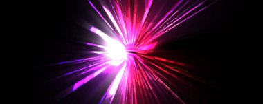 Fütürist mercek patlaması. Parlayan parçacıkları ve çizgileri olan ışık patlaması yıldızı. Güzel soyut ışın arkaplanı.