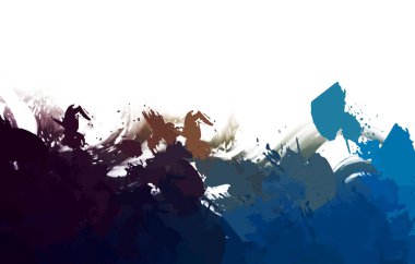 Taranmış Boyalı Soyut Arkaplan. Vahşi kaotik fırça darbeleri. Boya darbeleri. 2D İllüstrasyon. Fırça darbeli resim. 