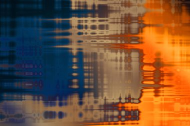 Soyut arkaplan. Yaşlanmış grunge dokusunda geometrik elementler. Farklı renk desenli grafiksel illüstrasyon.