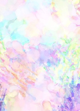 Yumuşak suluboya duvar kağıdı. Hafifçe fırçalanmış renkleri olan sanatsal bir resim. Pastel renkler arkaplana dokunmuş. Soyut duvar sanatı..