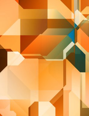 Renkli ve canlı geometrik şekiller katmanları var. Bir teknoloji planının dijital illüstrasyonu. Gelecekçi tasarım şablonu.