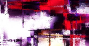 Modern sanat. Renkli çağdaş sanat eserleri. Renkli boya darbeleri. Soyut arkaplanda fırça darbeleri. Fırça boyası. Eşsiz duvar sanatı.