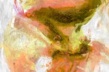 Soyut arkaplanda pürüzlü fırça darbeleri. Fırça boyası. Renkli boya darbeleri. Eşsiz duvar sanatı. Tuvaldeki modern sanat. Renkli çağdaş sanat eserleri. 
