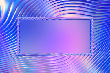 Soyut çerçeveli arkaplan. Renkli, canlı, dalgalı bir duvar kağıdı. Merkezi çerçeveli yaratıcı grafik 2d çizim. Dinamik şekilli modaya uygun sıvı örtüsü.