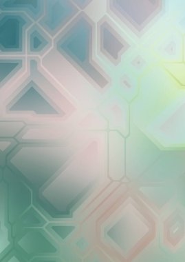 Renkli ve canlı geometrik şekiller katmanları var. Bir teknoloji planının dijital illüstrasyonu. Gelecekçi tasarım şablonu.