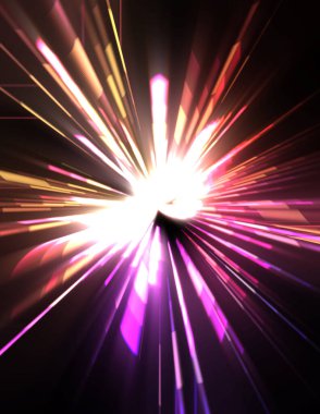 Fütürist mercek patlaması. Parlayan parçacıkları ve çizgileri olan ışık patlaması yıldızı. Güzel soyut ışın arkaplanı.