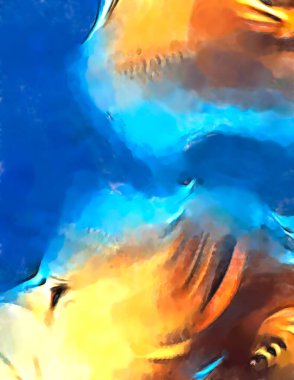 Soyut arkaplanda pürüzlü fırça darbeleri. Fırça boyası. Renkli boya darbeleri. Eşsiz duvar sanatı. Tuvaldeki modern sanat. Renkli çağdaş sanat eserleri. 