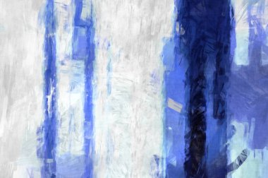 Soyut arkaplanda pürüzlü fırça darbeleri. Fırça boyası. Renkli boya darbeleri. Eşsiz duvar sanatı. Tuvaldeki modern sanat. Renkli çağdaş sanat eserleri. 