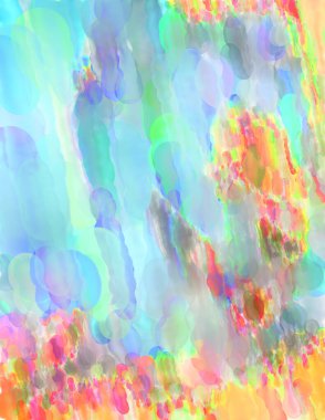 Çağdaş sanat. El yapımı resim. Modern sanat eserleri. Yüzeyde suluboya fırça darbeleriyle resim yapmak. 2D çizim. Sanatsal arkaplan resmi. Tablo üzerinde soyut resim. Renkli doku.