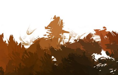 Taranmış Boyalı Soyut Arkaplan. Vahşi kaotik fırça darbeleri. Boya darbeleri. 2D İllüstrasyon. Fırça darbeli resim. 