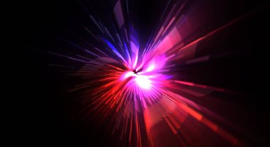 Fütürist mercek patlaması. Parlayan parçacıkları ve çizgileri olan ışık patlaması yıldızı. Güzel soyut ışın arkaplanı.