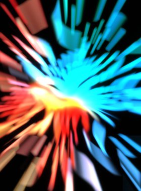 Işık parçacık izleri. Parlayan parçacıkları ve çizgileri olan ışık patlaması yıldızı. Güzel hareketli soyut ışın arkaplanı.