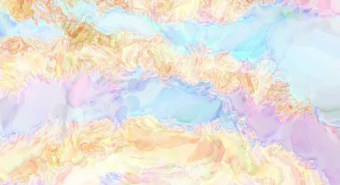 Pastel renklerde suluboya resim. Poster, duvar sanatı, afiş, kart, kitap kapağı ya da ambalaj için rahatlatıcı kompozisyonun yumuşak renkli çizimi. Modern fırça darbeleri resim.