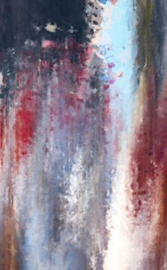 Modern sanat. Renkli çağdaş sanat eserleri. Renkli boya darbeleri. Soyut arkaplanda fırça darbeleri. Fırça boyası. Eşsiz duvar sanatı.