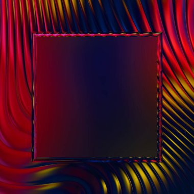 Soyut çerçeveli arkaplan. Renkli, canlı, dalgalı bir duvar kağıdı. Merkezi çerçeveli yaratıcı grafik 2d çizim. Dinamik şekilli modaya uygun sıvı örtüsü.