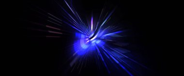 Fütürist mercek patlaması. Parlayan parçacıkları ve çizgileri olan ışık patlaması yıldızı. Güzel soyut ışın arkaplanı.