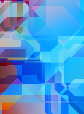 Renkli ve canlı geometrik şekiller katmanları var. Bir teknoloji planının dijital illüstrasyonu. Gelecekçi tasarım şablonu.