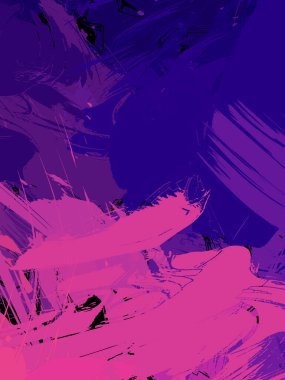 Vahşi fırça darbeleriyle yaratıcı soyut resim. Artistik fırça darbeleriyle donatılmış. Renkli ve canlı bir tasvir. Boyalı sanat.