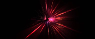 Fütürist mercek patlaması. Parlayan parçacıkları ve çizgileri olan ışık patlaması yıldızı. Güzel soyut ışın arkaplanı.