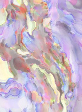 Poster, duvar sanatı, afiş, kart, kitap kapağı veya ambalaj için pastel renkli suluboya resim. Alkol mürekkebini andıran rahatlatıcı fırça darbelerinin modern resmi.