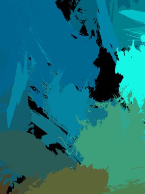 Vahşi fırça darbeleriyle yaratıcı soyut resim. Artistik fırça darbeleriyle donatılmış. Renkli ve canlı bir tasvir. Boyalı sanat.