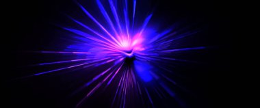 Fütürist mercek patlaması. Parlayan parçacıkları ve çizgileri olan ışık patlaması yıldızı. Güzel soyut ışın arkaplanı.