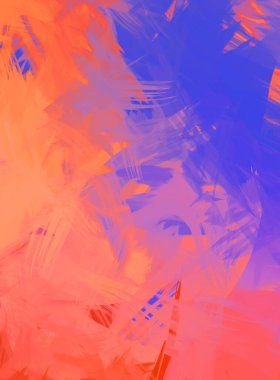 Renkli fırça darbelerinin 2D çizimi. Dekoratif desenli resim. canlı boya desenli arkaplan.