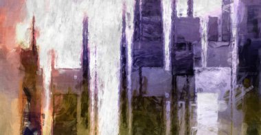 Soyut arkaplanda pürüzlü fırça darbeleri. Fırça boyası. Renkli boya darbeleri. Eşsiz duvar sanatı. Tuvaldeki modern sanat. Renkli çağdaş sanat eserleri. 