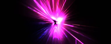 Fütürist mercek patlaması. Parlayan parçacıkları ve çizgileri olan ışık patlaması yıldızı. Güzel soyut ışın arkaplanı.