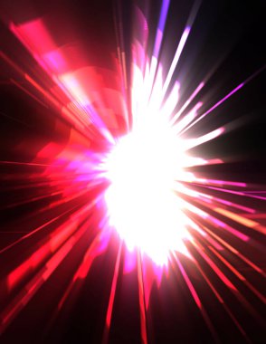 Fütürist mercek patlaması. Parlayan parçacıkları ve çizgileri olan ışık patlaması yıldızı. Güzel soyut ışın arkaplanı.