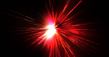 Fütürist mercek patlaması. Parlayan parçacıkları ve çizgileri olan ışık patlaması yıldızı. Güzel soyut ışın arkaplanı.