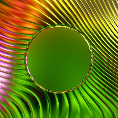 Soyut çerçeveli arkaplan. Renkli, canlı, dalgalı bir duvar kağıdı. Merkezi çerçeveli yaratıcı grafik 2d çizim. Dinamik şekilli modaya uygun sıvı örtüsü.