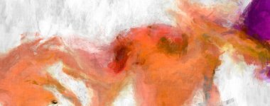 Soyut arkaplanda pürüzlü fırça darbeleri. Fırça boyası. Renkli boya darbeleri. Eşsiz duvar sanatı. Tuvaldeki modern sanat. Renkli çağdaş sanat eserleri. 