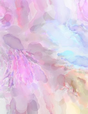 Yumuşak suluboya duvar kağıdı. Hafifçe fırçalanmış renkleri olan sanatsal bir resim. Pastel renkler arkaplana dokunmuş. Soyut duvar sanatı..