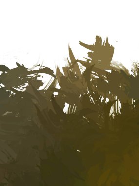 Taranmış Boyalı Soyut Arkaplan. Vahşi kaotik fırça darbeleri. Boya darbeleri. 2D İllüstrasyon. Fırça darbeli resim. 