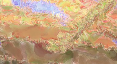 2D çizim. Sanatsal arkaplan resmi. Tablo üzerinde soyut resim. Çağdaş sanat. El yapımı resim. Renkli doku. Modern sanat eserleri. Yüzeyde suluboya fırça darbeleriyle boyama.