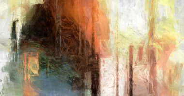 Soyut arkaplanda pürüzlü fırça darbeleri. Fırça boyası. Renkli boya darbeleri. Eşsiz duvar sanatı. Tuvaldeki modern sanat. Renkli çağdaş sanat eserleri. 