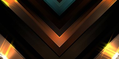 Soyut parlayan geometrik ışıklar arka planda. Fraktal simetrik grafik çizimi. Parıldayan ve parıldayan çubukları kesiştir.