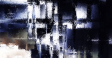 Modern sanat. Renkli çağdaş sanat eserleri. Renkli boya darbeleri. Soyut arkaplanda fırça darbeleri. Fırça boyası. Eşsiz duvar sanatı.