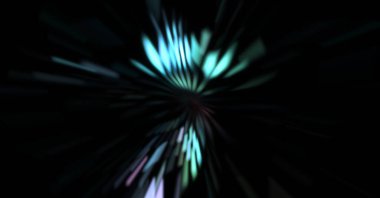 Işık parçacık izleri. Parlayan parçacıkları ve çizgileri olan ışık patlaması yıldızı. Güzel hareketli soyut ışın arkaplanı.