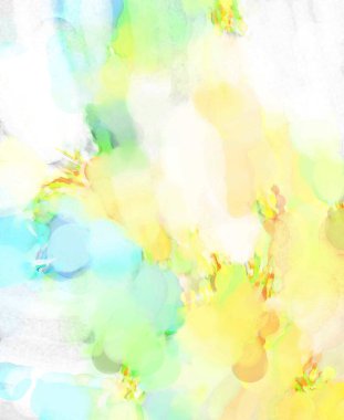 Alkol mürekkebini andıran rahatlatıcı fırça darbelerinin modern resmi. Poster, duvar sanatı, afiş, kart, kitap kapağı veya ambalaj için pastel renkli suluboya resim.