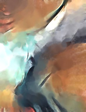 Soyut arkaplanda pürüzlü fırça darbeleri. Fırça boyası. Renkli boya darbeleri. Eşsiz duvar sanatı. Tuvaldeki modern sanat. Renkli çağdaş sanat eserleri. 