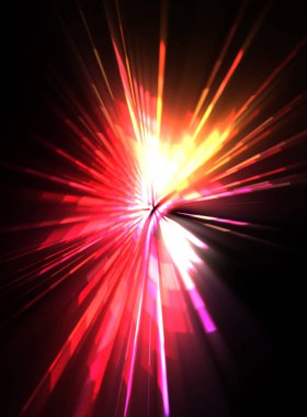 Fütürist mercek patlaması. Parlayan parçacıkları ve çizgileri olan ışık patlaması yıldızı. Güzel soyut ışın arkaplanı.