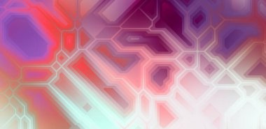 Renkli ve canlı geometrik şekiller katmanları var. Bir teknoloji planının dijital illüstrasyonu. Gelecekçi tasarım şablonu.